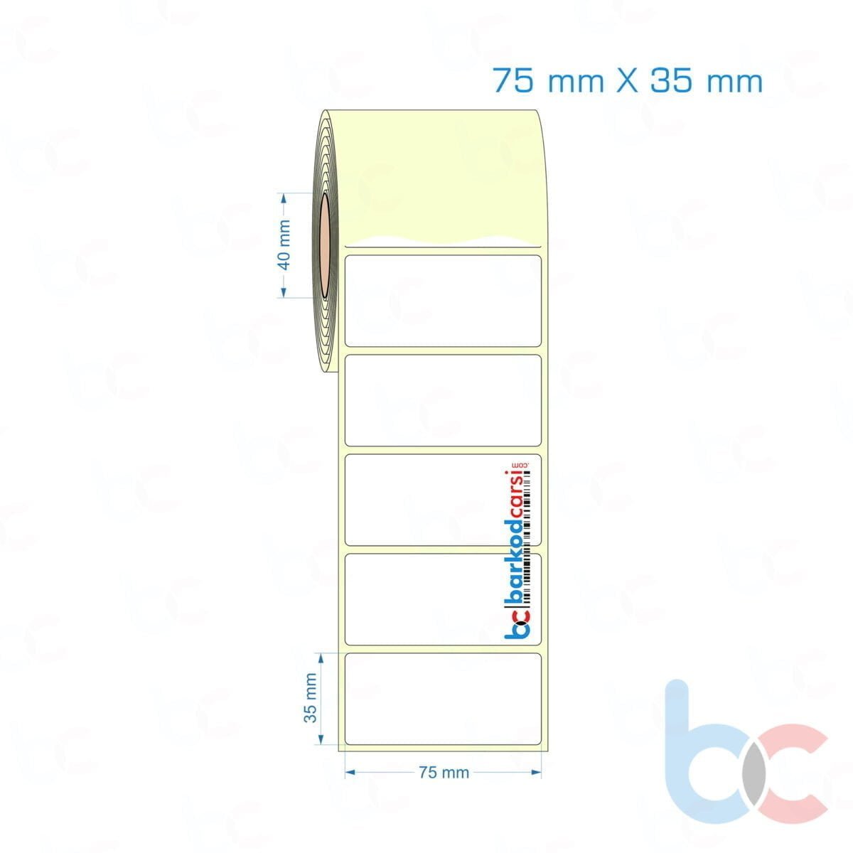 75X35 Mm Hazır Rulo Barkod Etiketi (Yapışkanlı) Kuşe / Vellum / Termal Etiket Fiyatı 75X35 Mm Etiket (Kuşe, Vellum, Eko / Lamine Termal) Fiyatları