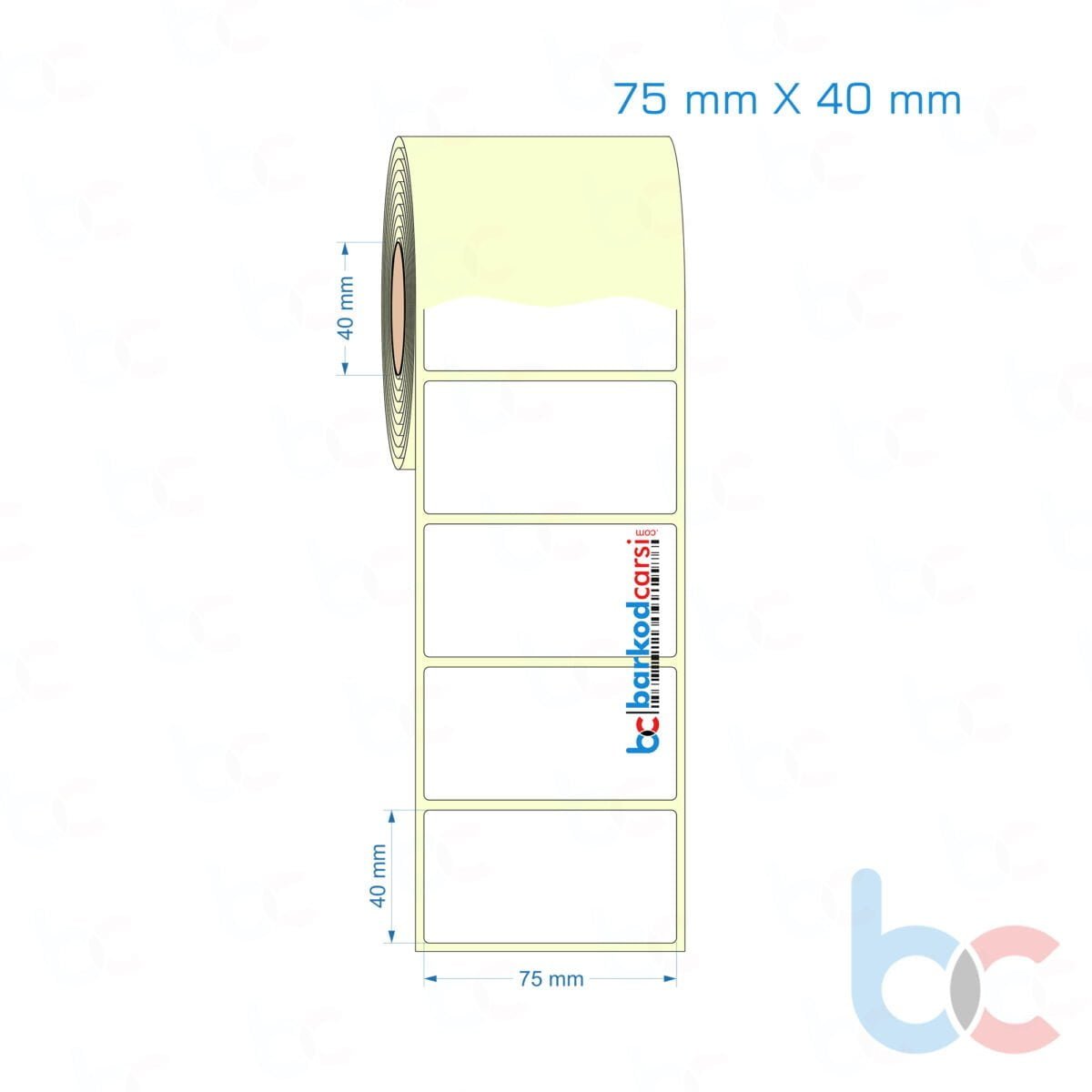 75X40 Mm Rulo Barkod Etiketi (Yapışkanlı) Kuşe / Vellum / Termal Etiket Fiyatı 75X40 Mm Etiket (Kuşe, Vellum, Eko / Lamine Termal) Fiyatları