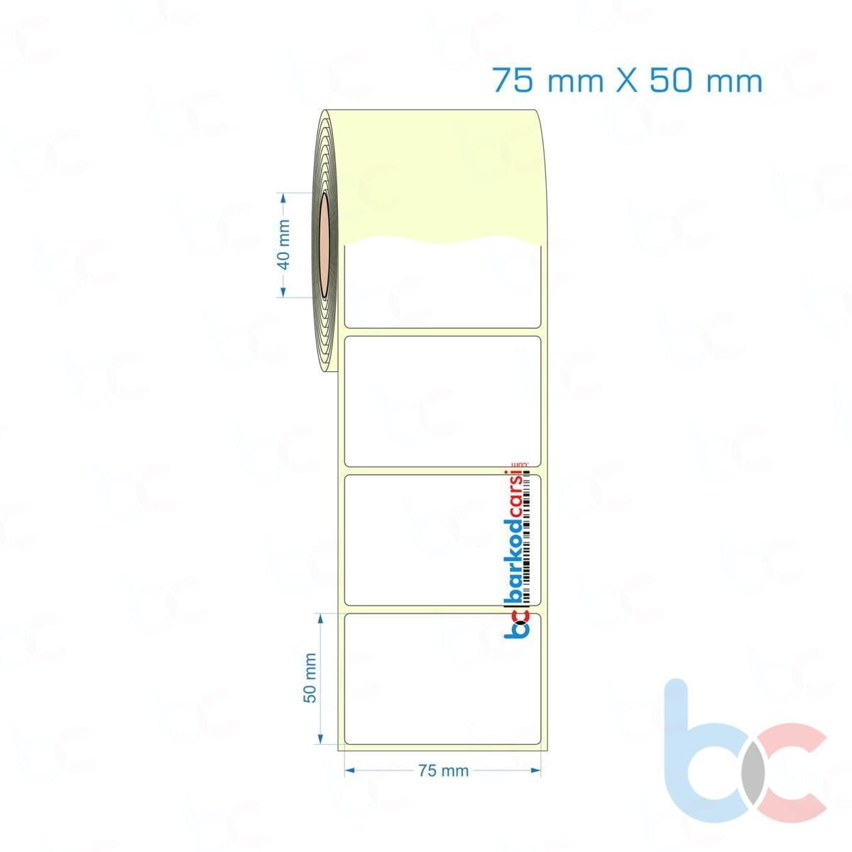 75X50 Mm Hazır Rulo Barkod Etiketi (Yapışkanlı) Kuşe / Vellum / Termal Etiket Fiyatı 75X50 Mm Etiket (Kuşe, Vellum, Eko / Lamine Termal) Fiyatları
