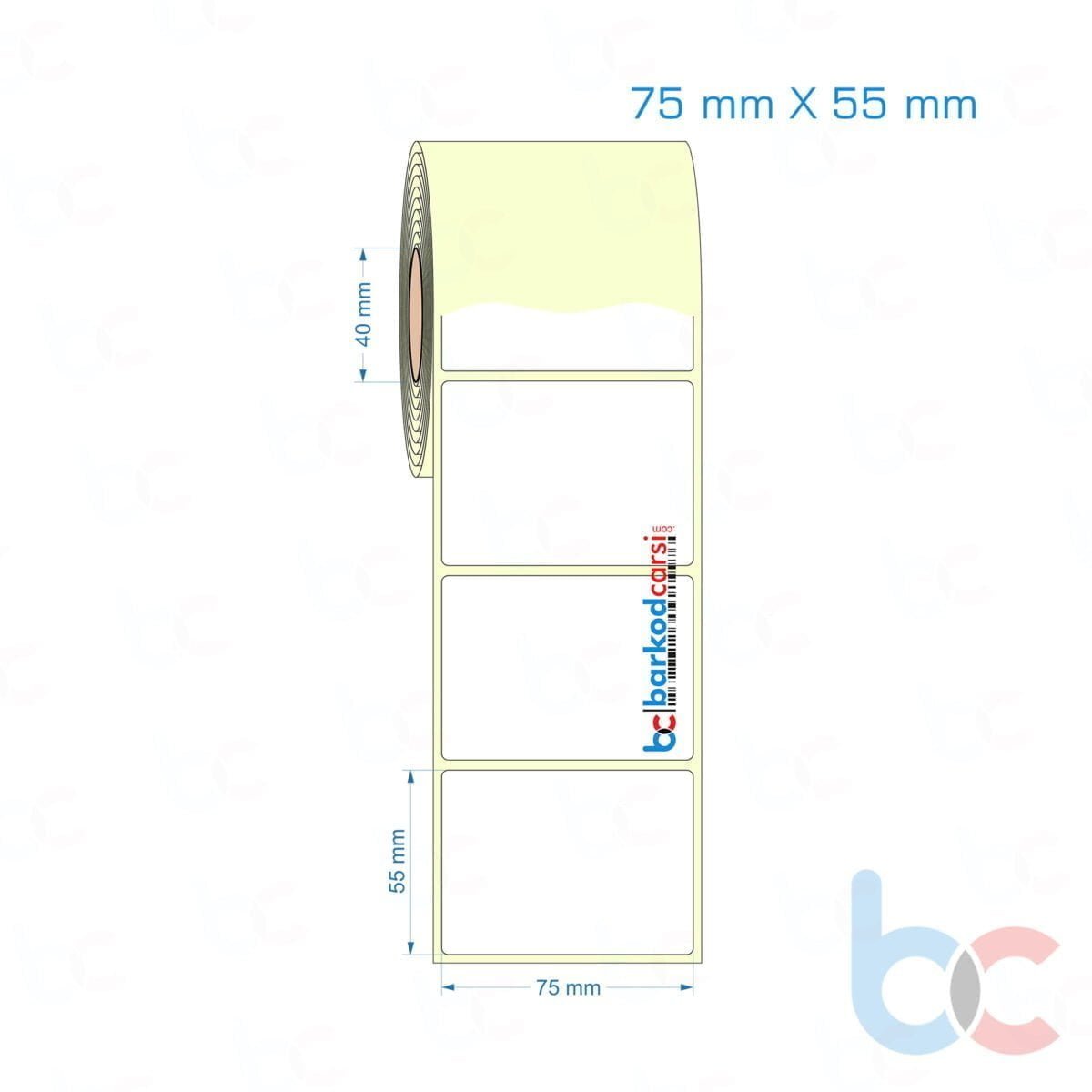 75X55 Mm Hazır Rulo Barkod Etiketi (Yapışkanlı) Kuşe / Vellum / Termal Etiket Fiyatı 75X55 Mm Etiket (Kuşe, Vellum, Eko / Lamine Termal) Fiyatları