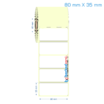 80x35 mm Etiket (Kuşe, Vellum, Eko / Lamine Termal) Fiyatları