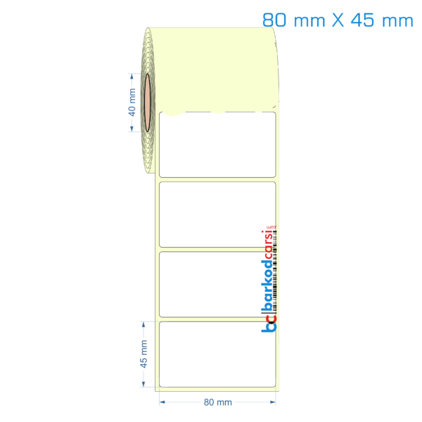 80x45 mm Etiket (Kuşe, Vellum, Eko / Lamine Termal) Fiyatları