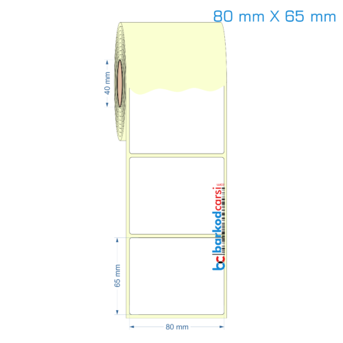 80x65 mm Etiket (Kuşe, Vellum, Eko / Lamine Termal) Fiyatları