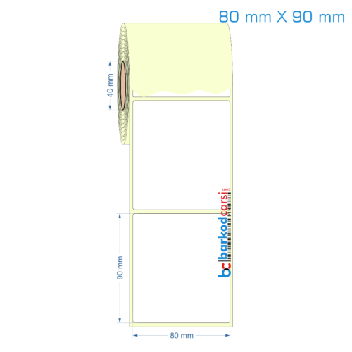 80x90 mm Etiket (Kuşe, Vellum, Eko / Lamine Termal) Fiyatları
