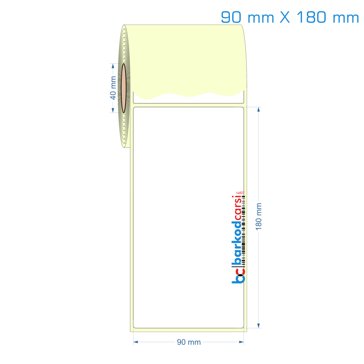 90X180 Mm Hazır Rulo Barkod Etiketi (Yapışkanlı) Kuşe / Vellum / Termal Etiket Fiyatı 90X180 Mm Etiket (Kuşe, Vellum, Eko / Lamine Termal) Fiyatları
