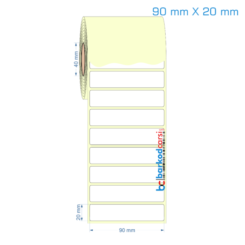90x20 mm Etiket (Kuşe, Vellum, Eko / Lamine Termal) Fiyatları