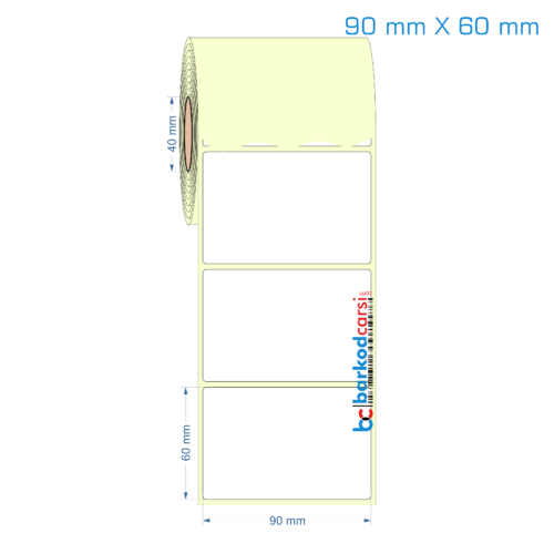 90x60 mm Etiket (Kuşe, Vellum, Eko / Lamine Termal) Fiyatları
